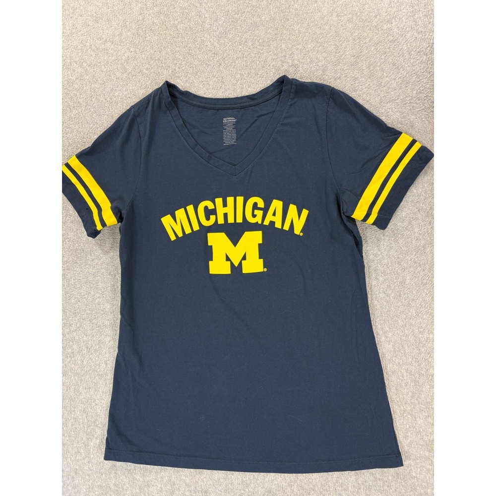 Michigan Wolverines Screened Logo Campus S/S Game Day Shirt (Women's Large) Blue